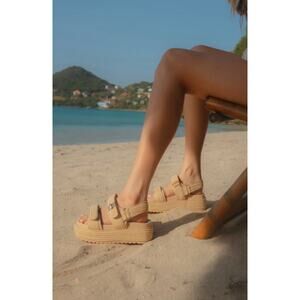 Steve Madden Bigmona Raffia Platform Sandals Size 6.5